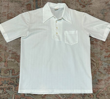 Vintage 1970's Jantzen 100 Men's Polyester Textured Print Shirt White size Large