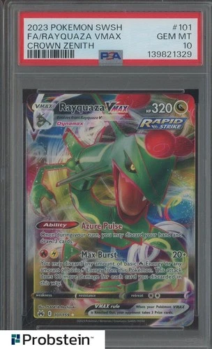 2023 Pokemon SWSH Crown Zenith #101 FA Rayquaza VMax PSA 10 GEM MINT