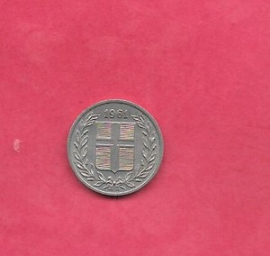 ICELAND KM11 1961 25 AURAR VF VERY FINE NICE OLD VINTAGE COIN
