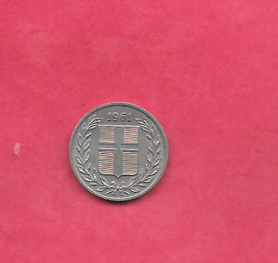 ICELAND KM11 1961 25 AURAR VF VERY FINE NICE OLD VINTAGE COIN