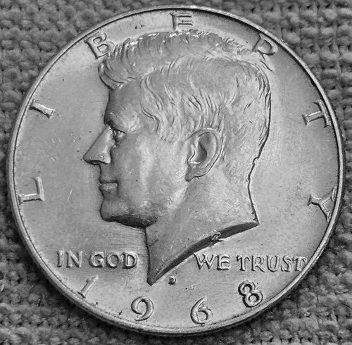 1- 1968 D Kennedy half dollar coin