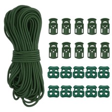 Cord Locks, Elastic Cord, Spring Toggle Stopper Slider 50 ft  Dark Green