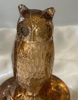 Amber Pressed Glass Vintage Owl Flower Frog Or Float Centerpiece 8 Holes Vtg MCM — photo 7