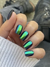 Red Aspen Press On Nails~ Adrienne Short  Coffin Halo  Sold Out FAST SHIPPING