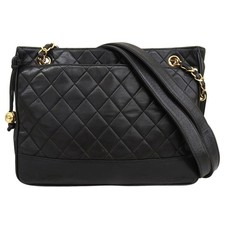 Chanel Lambskin Shoulder Tote Bag Women Black One Size