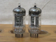 Amperex 12ax7 / ECC83 Matching pair electronic tubes Long Plate D getter