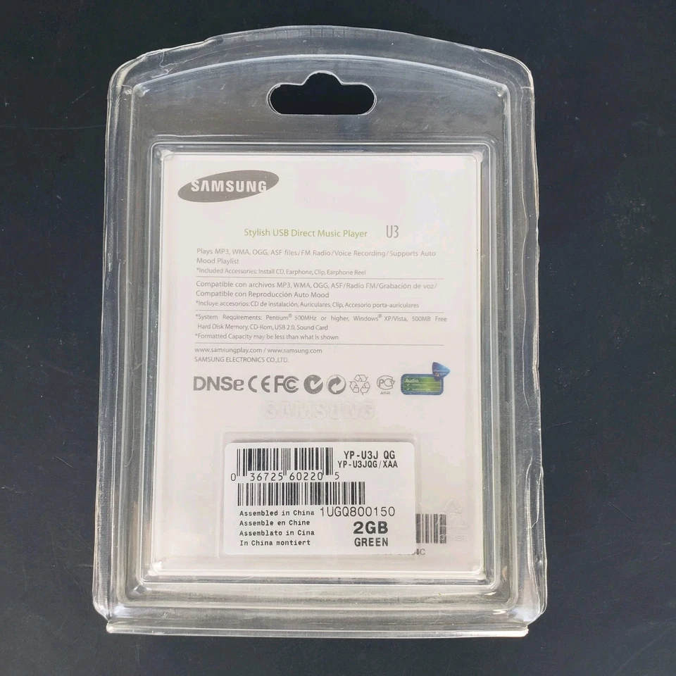 Reproductor MP3 Samsung YP-U3JQG 2 GB fluorescente con radio FM y grabación de voz nuevo Foto 2 de 3