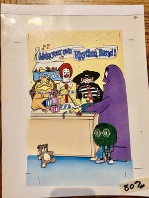 McDonald s Original Production Art Cel Overlay  Painted Color Comp