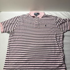 Polo By Ralph Lauren Pink Striped Size L Short Sleeved Shirt
