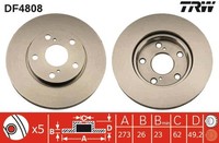 2X TRW Bremsscheibe DF4808 FüR Auris Toyota Corolla Dual Vvti NRE150_ NRE150R