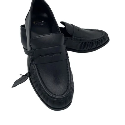 Mocassins Schuh en cuir noir/marron à enfiler chaussures décontractées plates... - Photo 1/4
