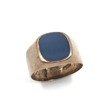 antik 8kt Gold Ring 333 Rotgold Siegelring Schichtstein Herren Schmuck dat. 1905