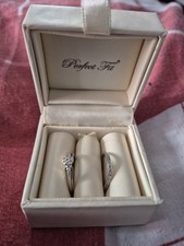 9ct White Gold/rose gold Diamond 0.20ct size 0 Perfect Fit bridal Rings Hsamuel 