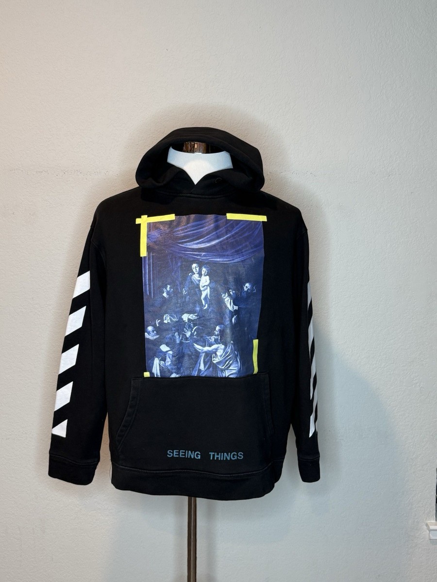 OFF-WHITE パーカー SEEING THINGS ブラック Off-White Mens Hoodie Pullover Sweatshirt Seeing Things Graphic