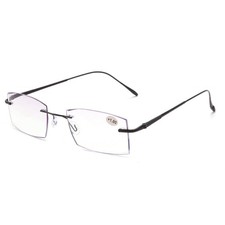 Ultra Light Rimless Metal Reading Glasses Anti Blue Light Business Women Readers