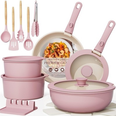 Astercook 21 Pcs Pots and Pans Set Non Stick, Ceramic Cookware Set Detachable...