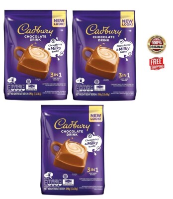 3x Cadbury Hot Chocolate Drink 3 in 1 (39 Sachets x 30g) - Free Shipping
