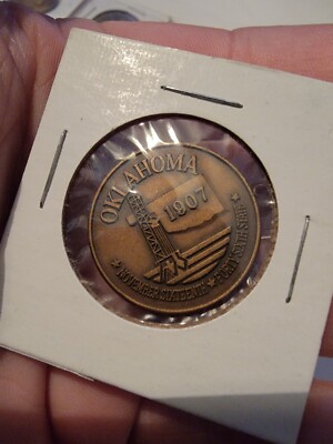 Vintage Continental Airlines Coin Medallion 46th State 1907 Oklahoma Rare