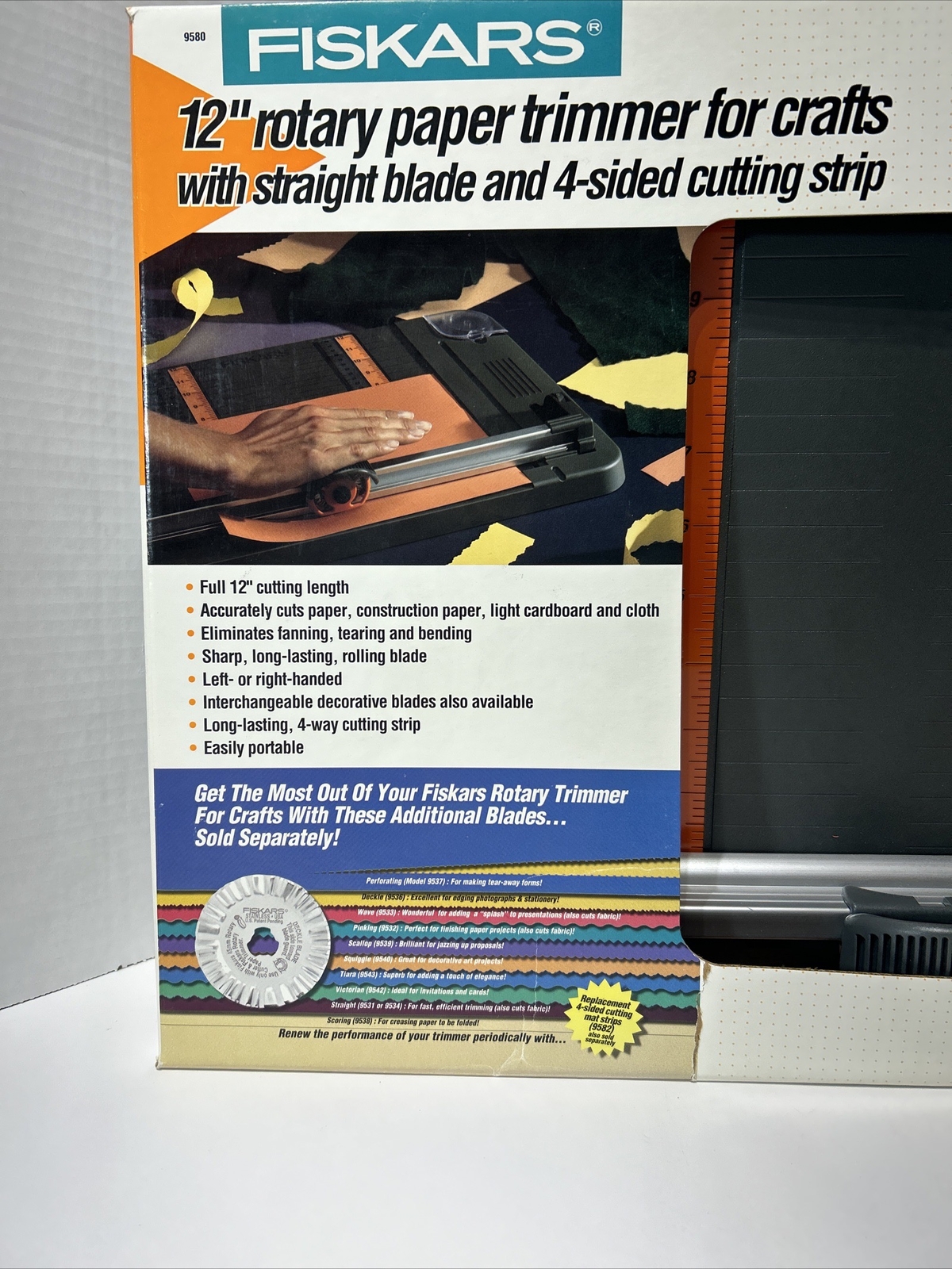 Fiskars 12" Rotary Paper Trimmer for Crafts 9580 Straight Blade SHARP