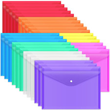 28Pcs Folders for Documents, Plastic Envelopes with Snap Closure, Poly Folders,