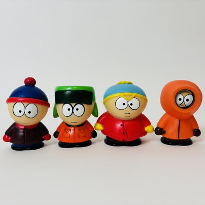 Comedy Central South Park 4 Squeaky Rubber Figures Stan Kyle Cartman Kenny Toys