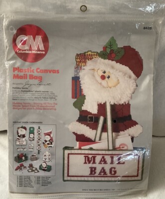 1983 Columbia Minerva Holiday Santa Mail Bag 8432 Plastic Canvas Kit