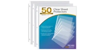 Sheet Protectors Clear Page Durable 3 Ring Binder Plastic Sleeves Design 50 Pack