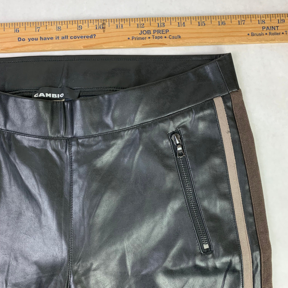 CAMBIO Womens Size 42 Pants 33x29 Black Faux Leather Biker Punk