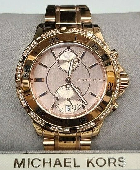 Orologio Michael Kors Donna Rosa Tono Oro Cronografo Bracciale MK5620