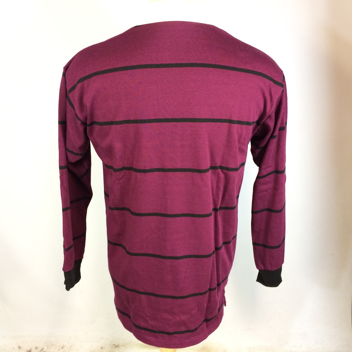 Deadstock NOS New Vintage 80s Purple Stripe Rugby Polo Shirt