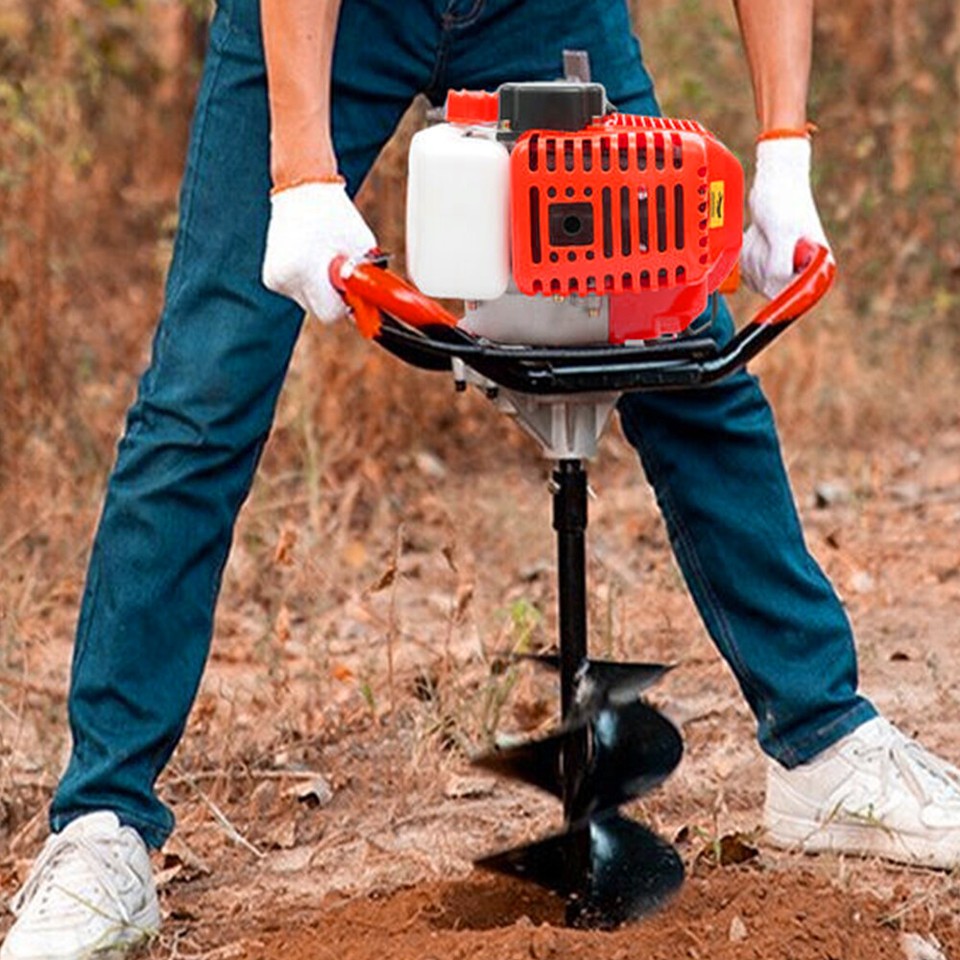 52CC Gas Powered Earth Auger Post Hole Digger Borer Ground Fence Drill ...