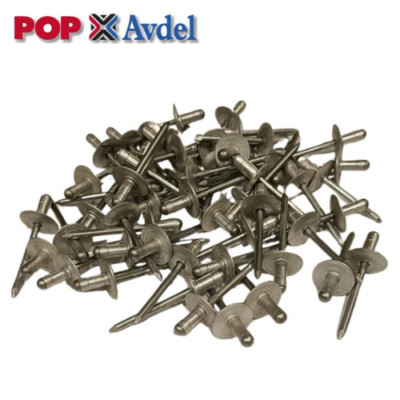 50 x POP  AVDEL Avex Nieten Alu - Stahl großer Flansch 4,8 x 10,9 mm 3/16 x 3/8