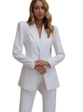 White Suits for Women Beaded Evening Modern Slim Fit Prom Party Ladies Outfits