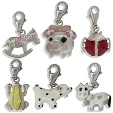 925 STERLING SILVER CHARM BRACELETS PENDANTS HANDBAG FLOWER CROSS HEART GIFT BOX