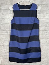 NWT Banana Republic Petite Striped Shimmer Shift Dress Black Blue Size 4 Petite