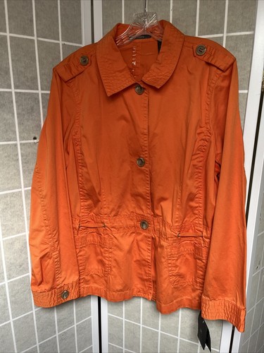 Liz Claiborne 100% Cotton Orange Long Sleeve Button Up Jacket Women's Size 2X - 第 3/6 張圖片