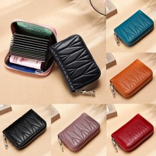 RFID Blocking Credit Card Holder Leather Zipper Slim Security Wallet For Women