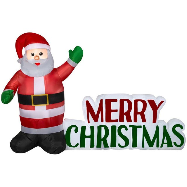8.5 ft long x 5.7 ft wide Prelit Inflatable Santa and Merry Christmas Sign eBay