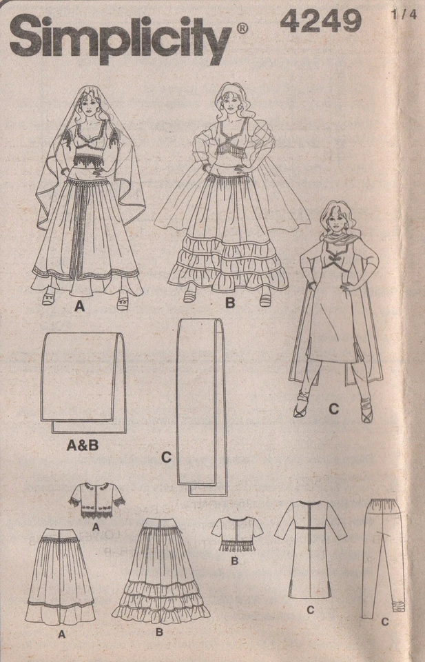 Simplicity Sewing Pattern 4249 Costume Bollywood India Belly Dancer Sz 14-20 New - Image 2 of 4