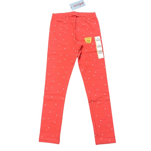 Cat & Jack Girls Size S 6/6X Pull-On Leggings Bright Coral Dot - Picture 2 of 9