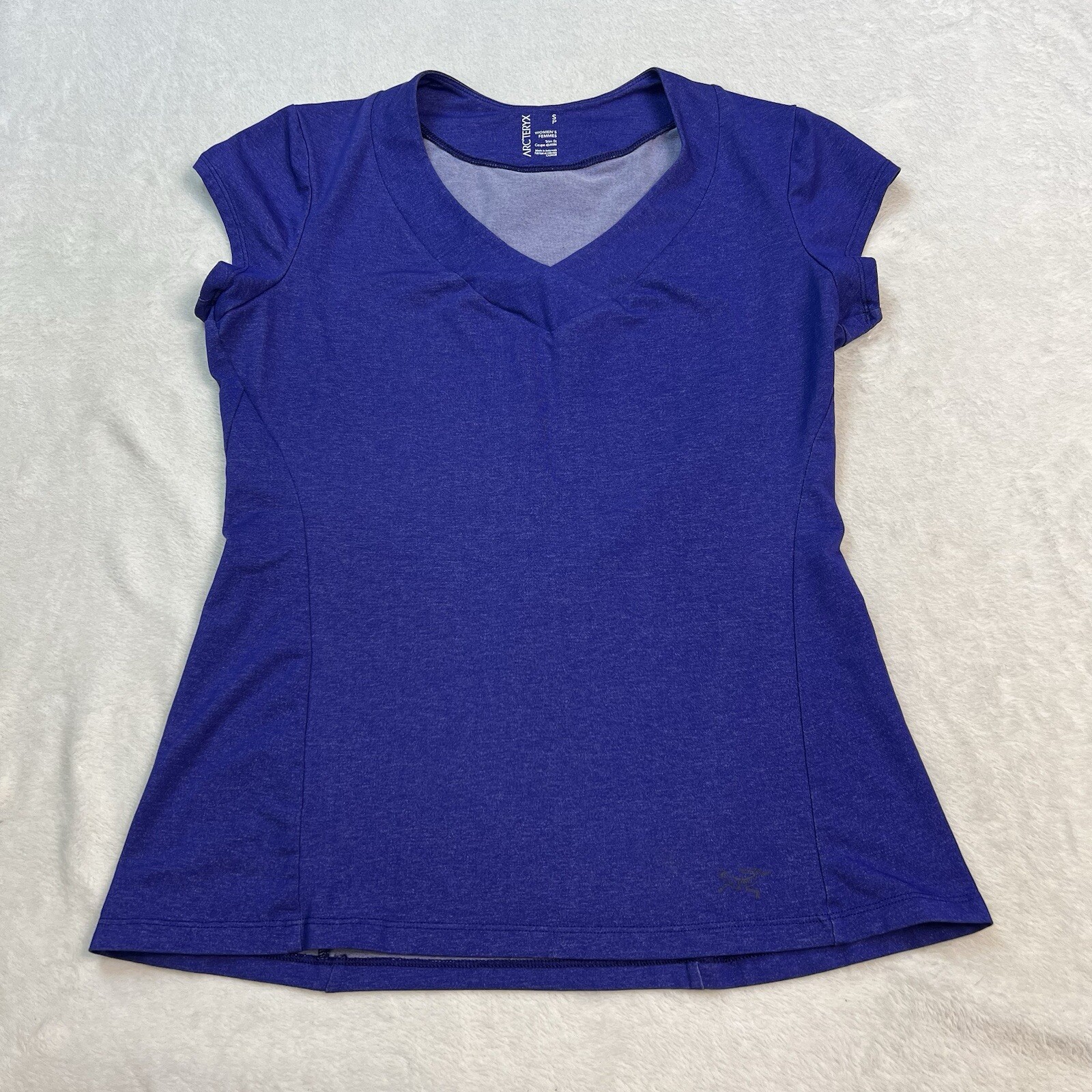 Arc'teryx Parapet T Shirt Manica Corta Scollo a V Donna Piccola Viola Escursione Tecnica