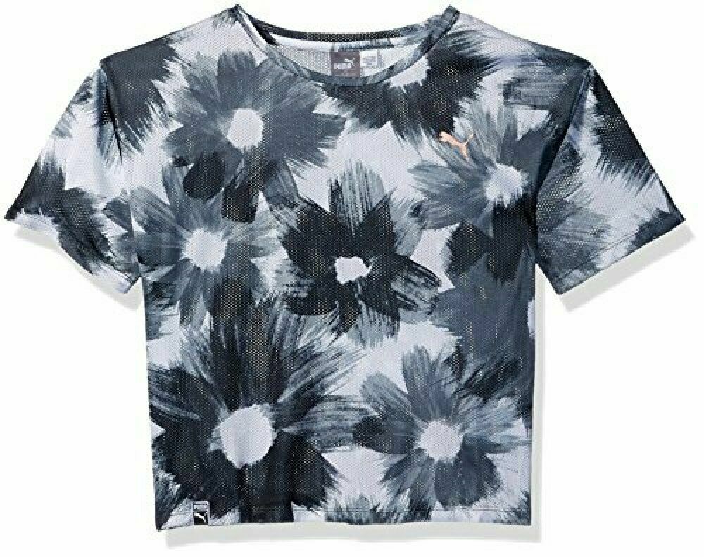 PUMA Big Girls' Extreme Floral Mesh Top,M(8-10)