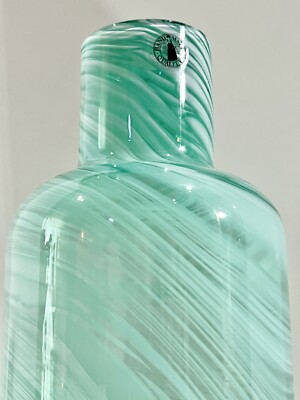 Ikea Iina Vuorivirta Large Almhult Fused Glass Swirl Vase Green White 10.5