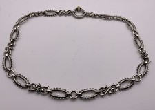 "Collar BARBARA BIXBY de plata de ley de 18 quilates con eslabones de desplazamiento ornamentados de 18,5"" con conector"