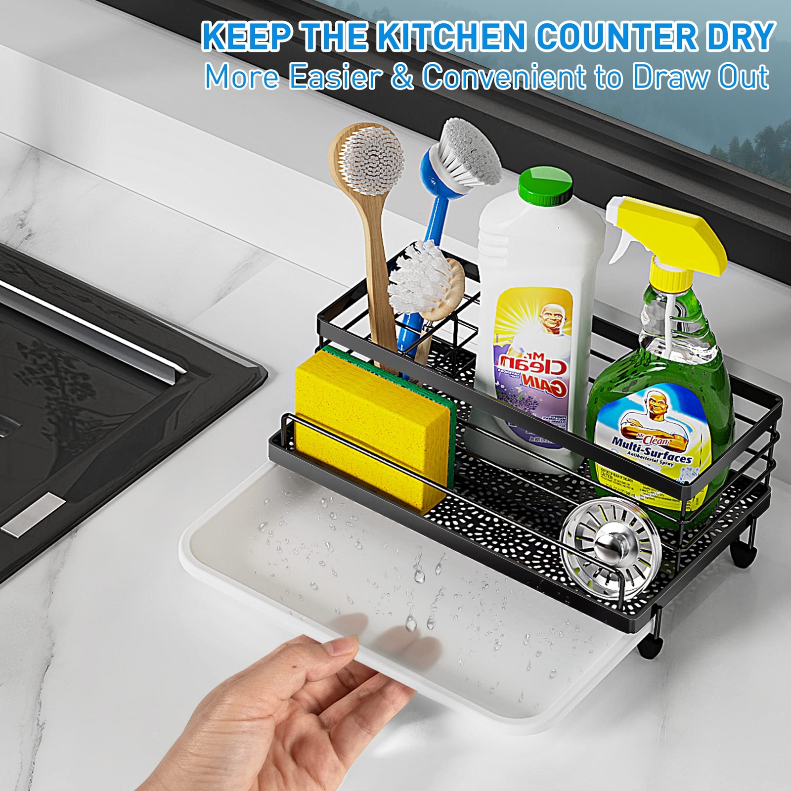 Sponge Holder For Kitchen Sink Organizer Kitchen Sink Accessories With Drip Tray