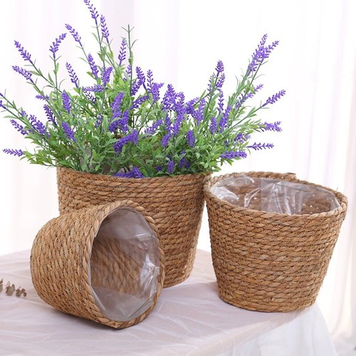 handmade Flower Plant Basket Storage Bakset Hand Woven Indoor Outdoor Flower Pot - 第 3/4 張圖片