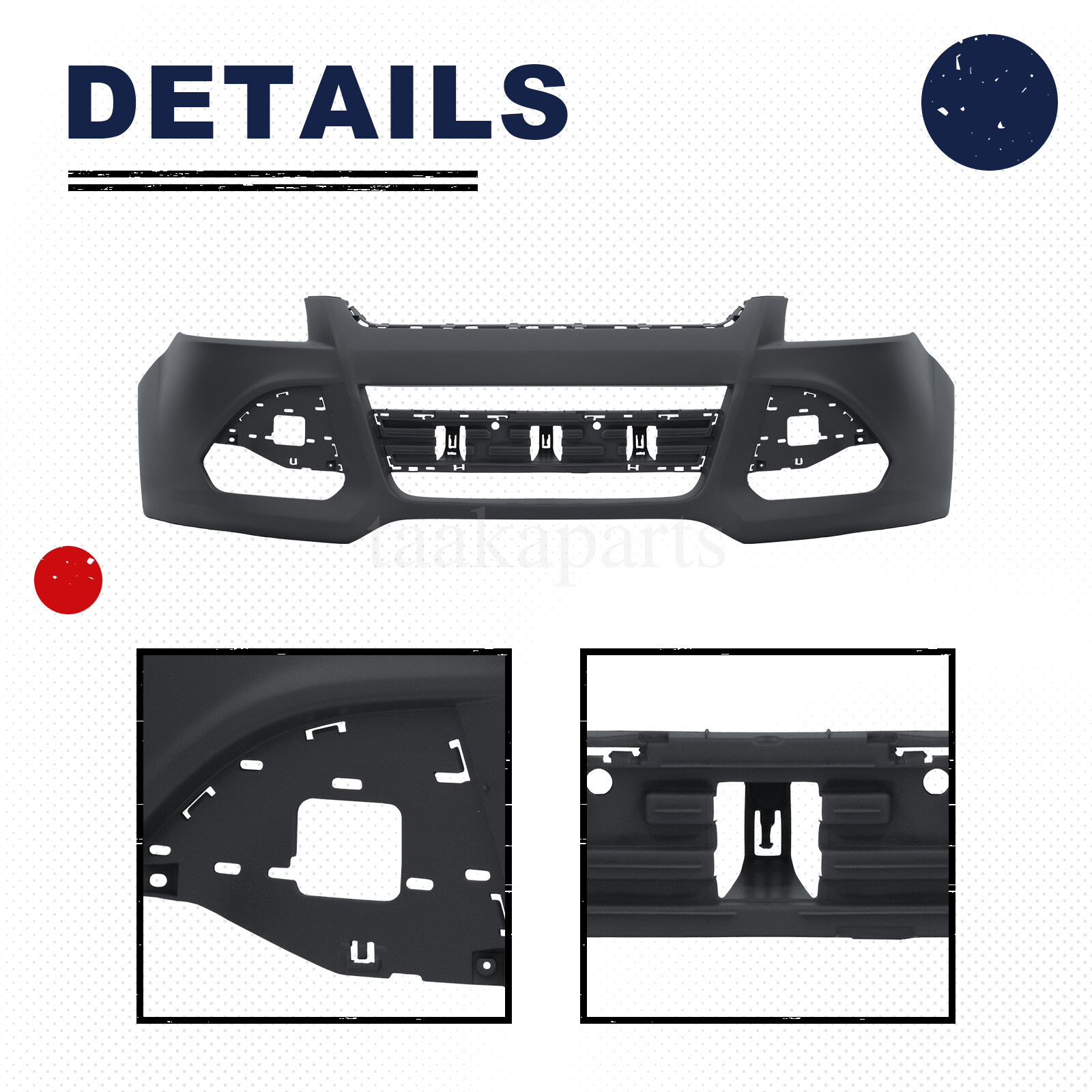 Complete Front Bumper Cover Valance Grille Fog lamps For 20132016 Ford