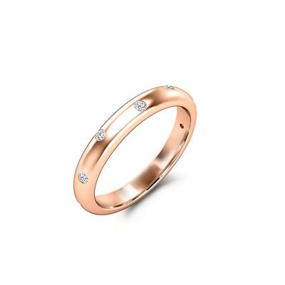 Flush Set Stackable Wedding Band 0.15ct Lab-Created Diamond Rose Gold Plated
