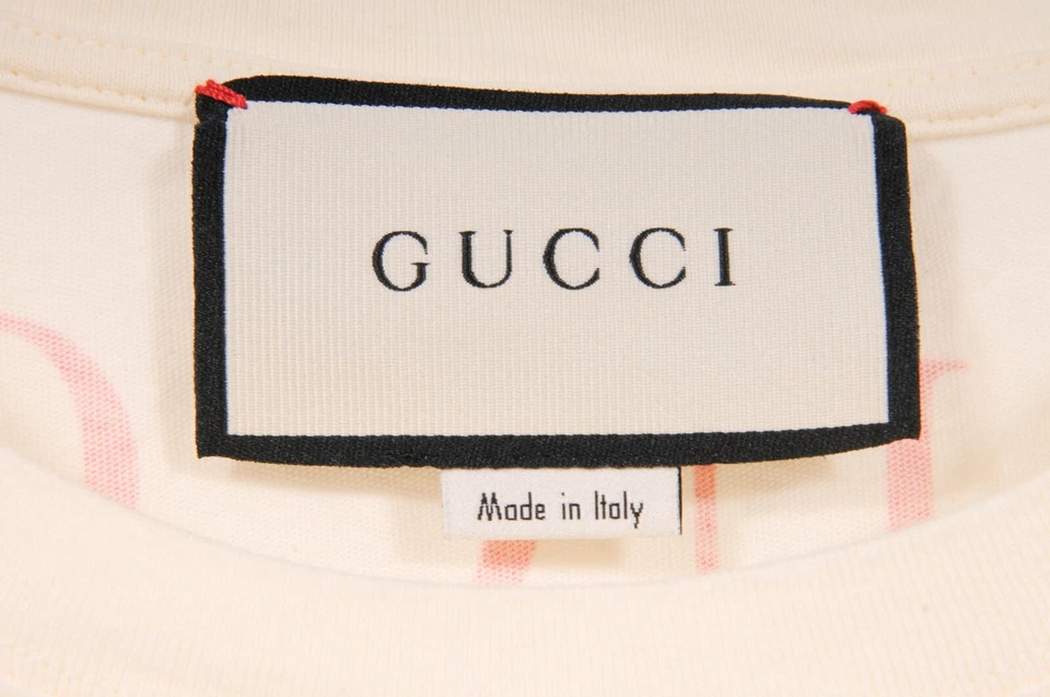 Camiseta Gucci Logo Tiburón Talla Mediana Crema Tostado Rojo Algodón Magnetismo Animalo Foto 4 de 4