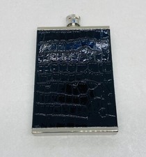 Vintage Flat Pocket Flask Black Faux Leather ...